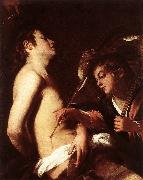 BAGLIONE, Giovanni St Sebastian Healed by an Angel  ed oil painting